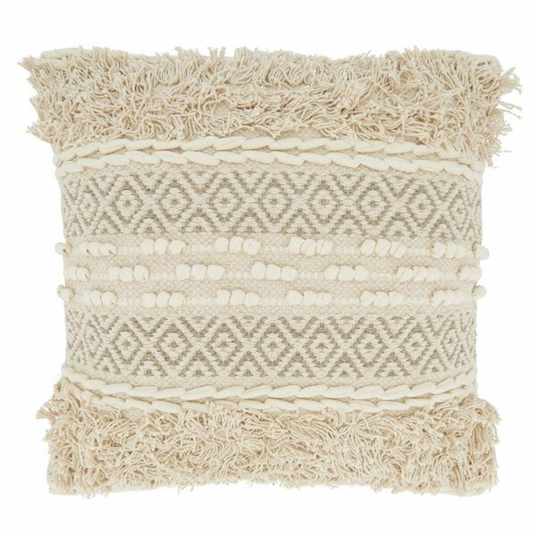 Vecindario 18 in. Corded Moroccan Design Square Throw Pillow with Poly Filling, Natural VE2658558